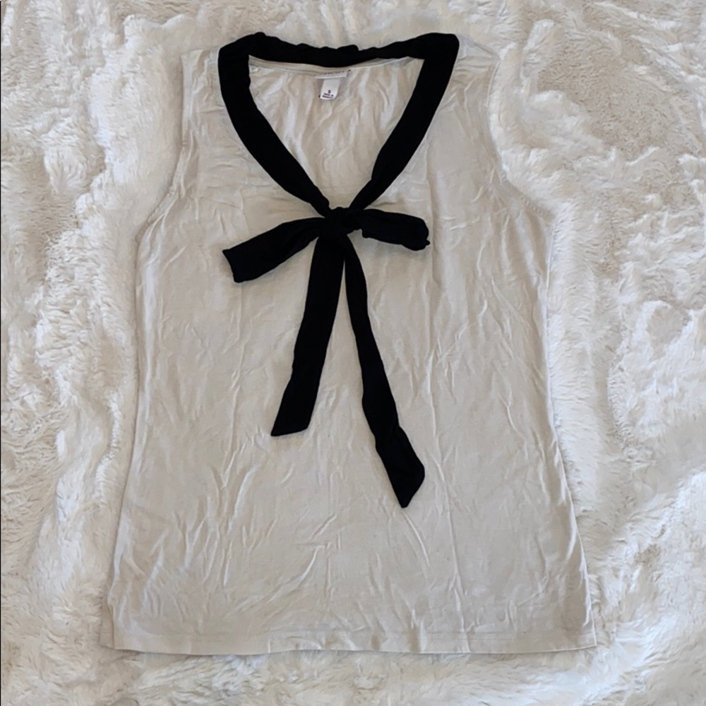Merona Black & Ivory Tie Front Tank Top